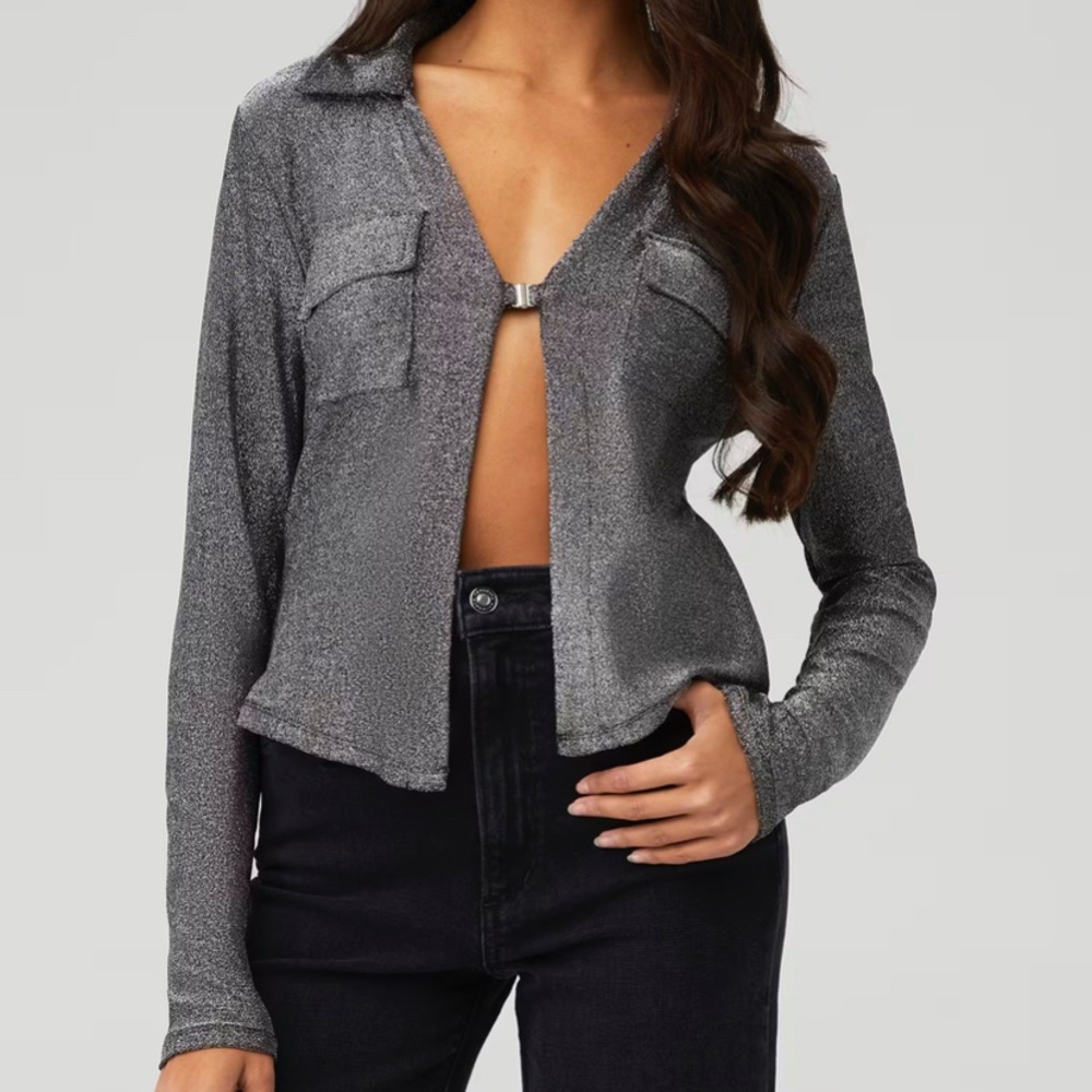 Steve Madden Metallic Gray clasp Shirt